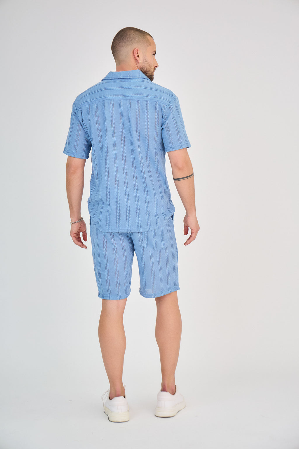 Striped Shirt &amp; Shorts Set - Blue