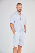 Fluid Shirt &amp; Shorts Set - Light Blue