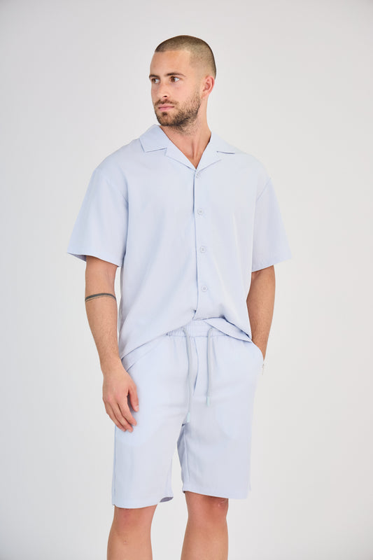 Ensemble Fluide Chemise & Short - Bleu Clair