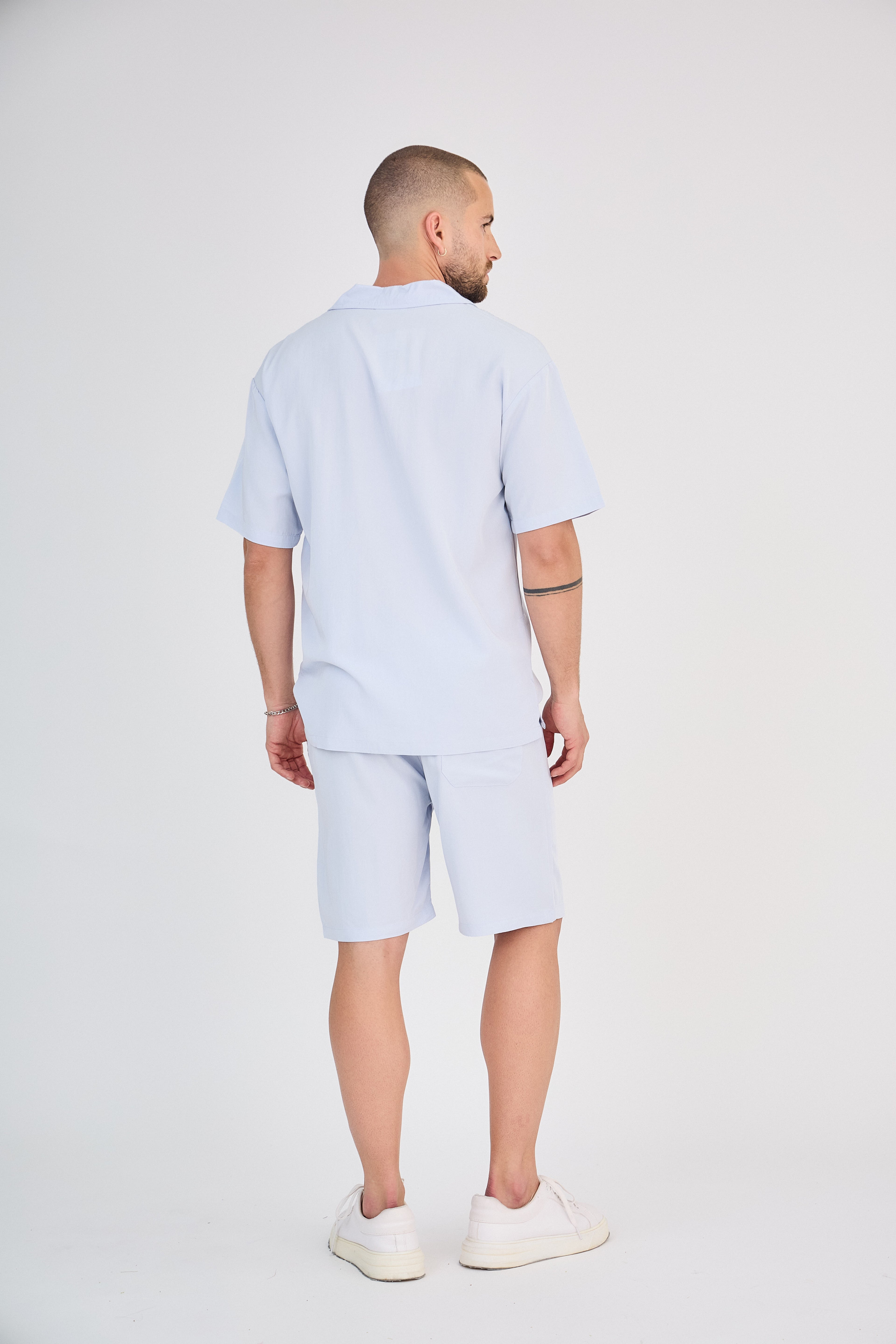 Ensemble Fluide Chemise & Short - Bleu Clair
