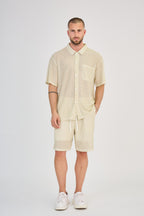 Diamond Shirt &amp; Shorts Set - Camel