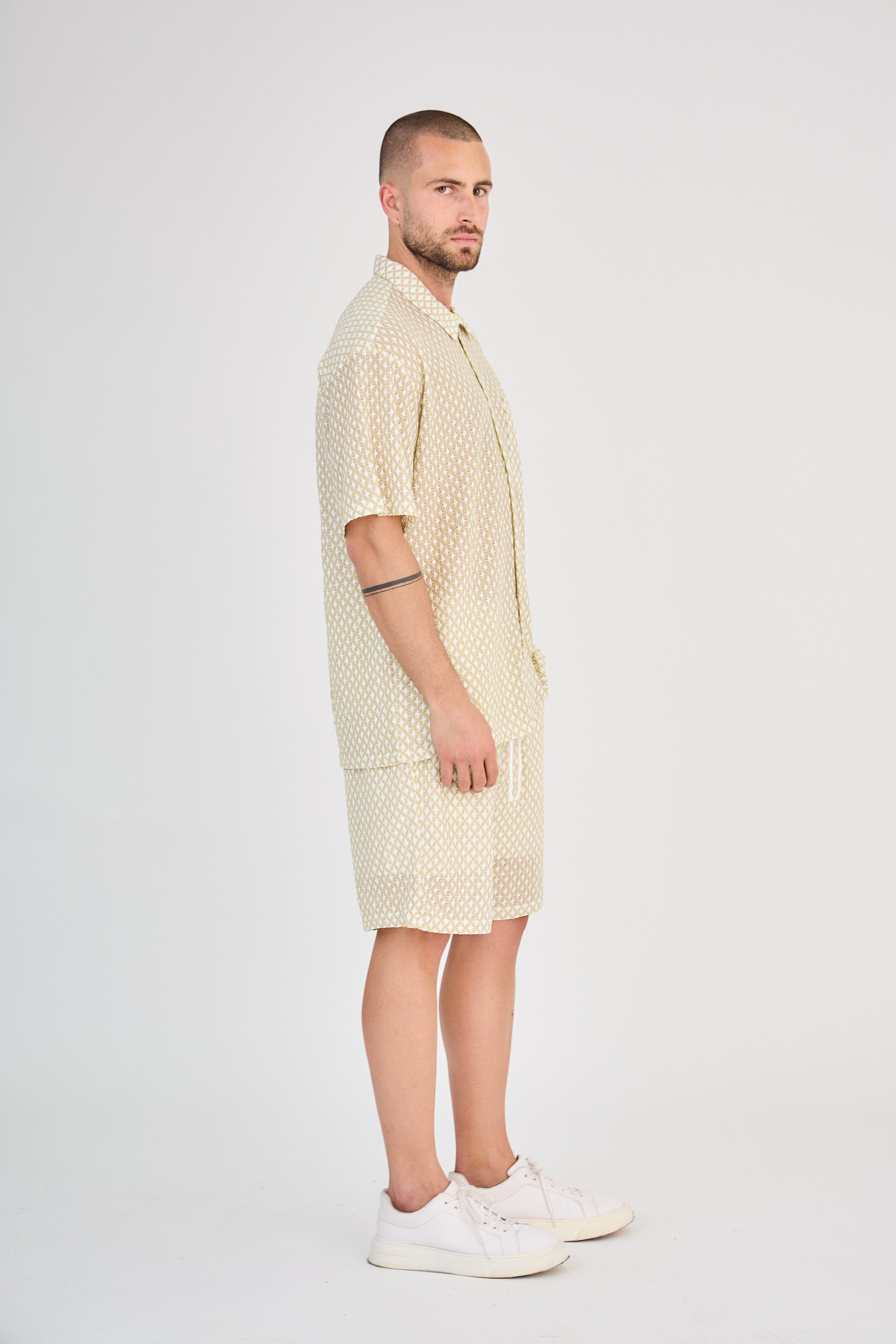 Diamond Shirt &amp; Shorts Set - Camel