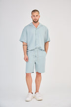 Fluid Shirt &amp; Shorts Set - Light Blue