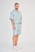 Fluid Shirt &amp; Shorts Set - Turquoise