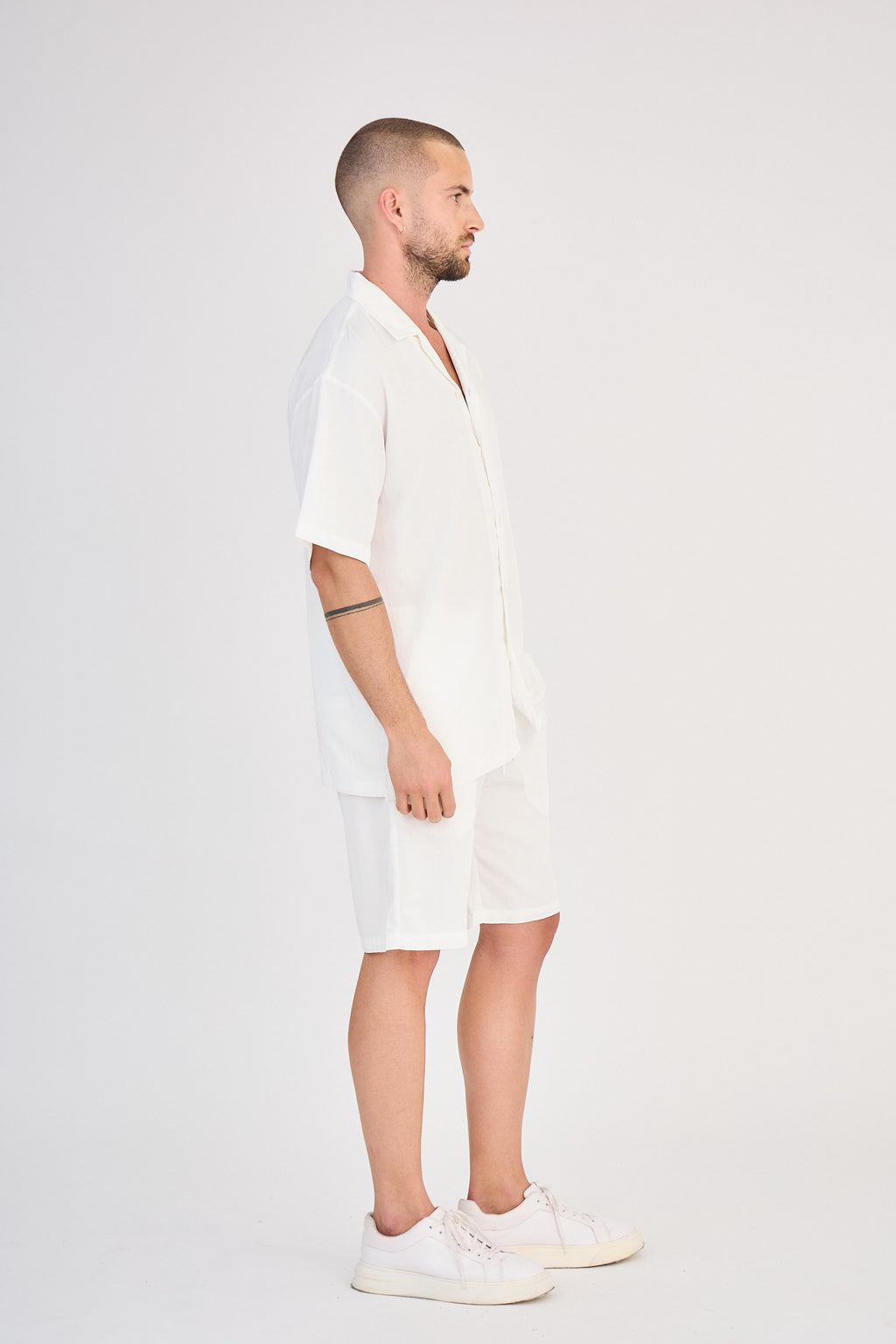 Fluid Shirt &amp; Shorts Set - White