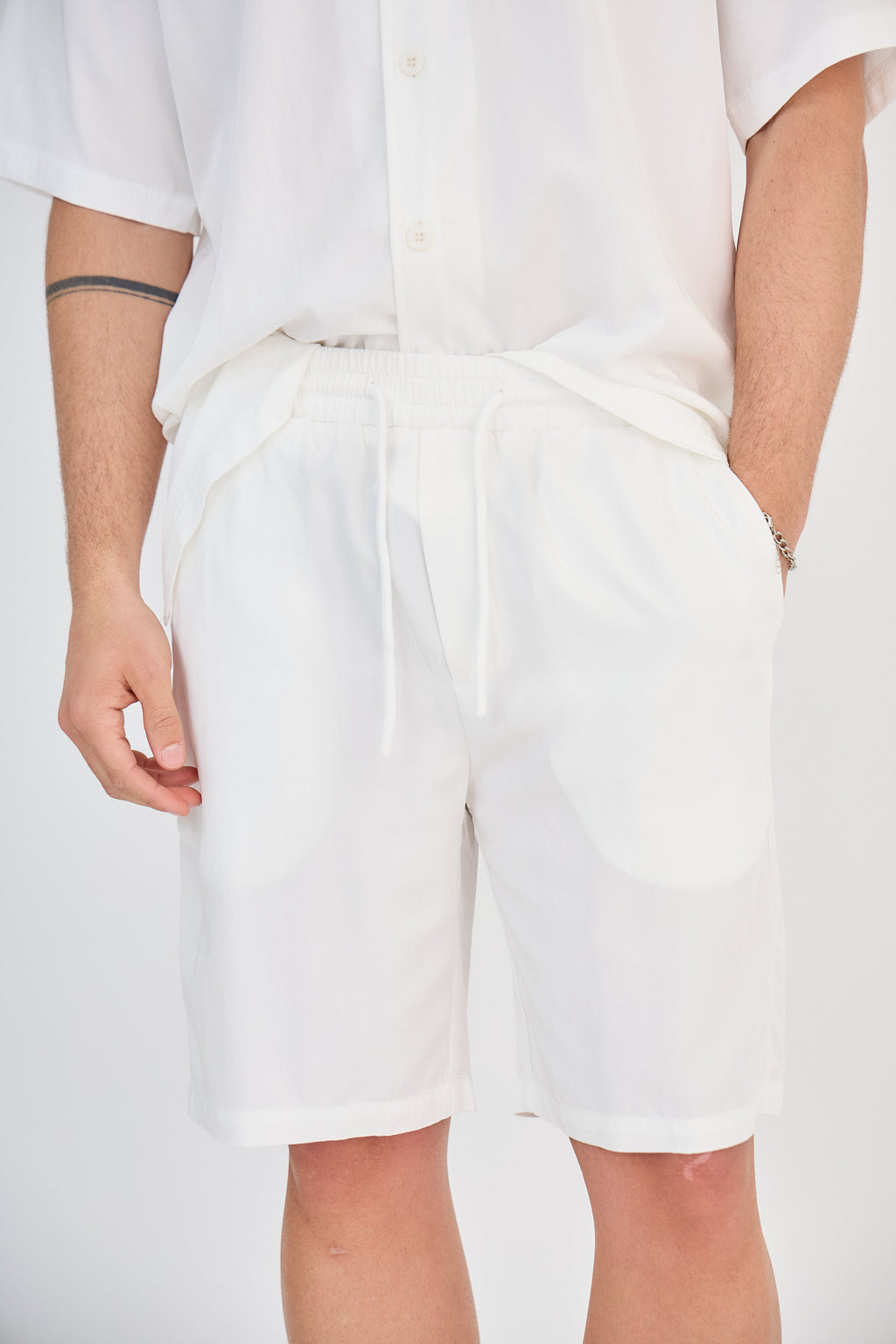 Fluid Shirt &amp; Shorts Set - White