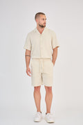 Fluid Shirt &amp; Shorts Set - Beige