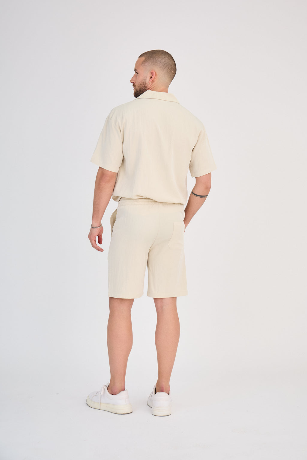 Fluid Shirt &amp; Shorts Set - Beige