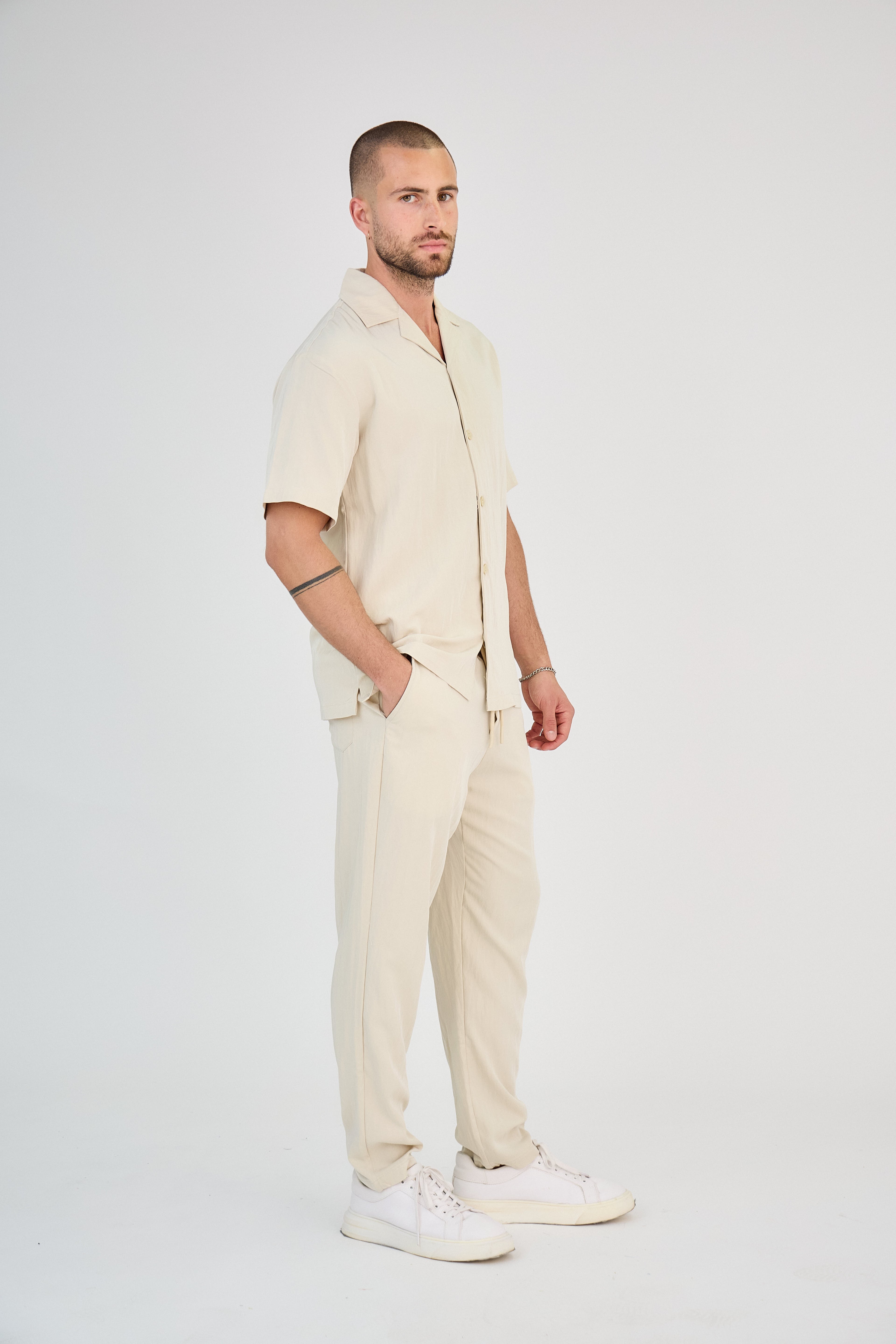 Shirt &amp; Pants Set - Beige