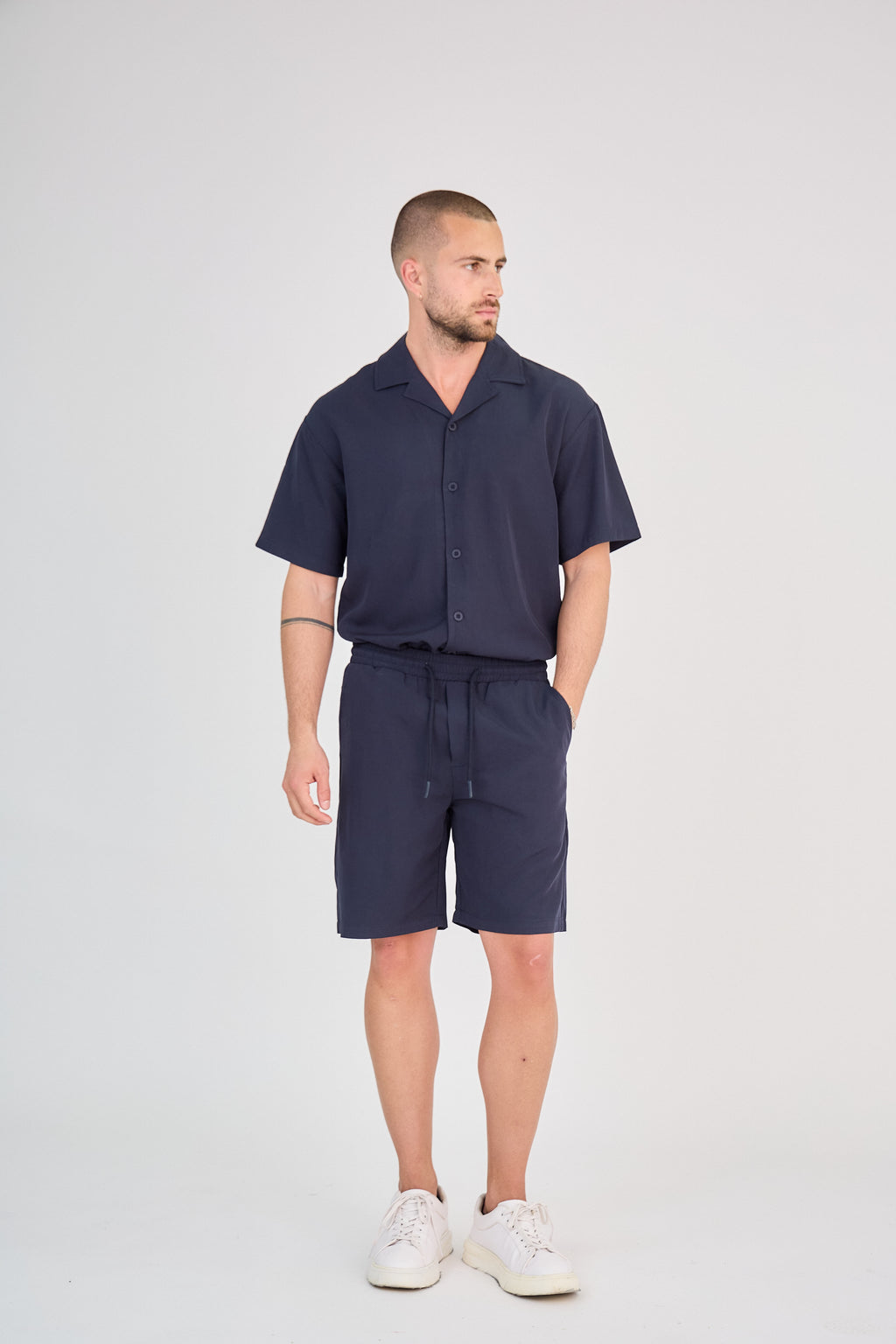 Fluid Shirt &amp; Shorts Set - Light Blue
