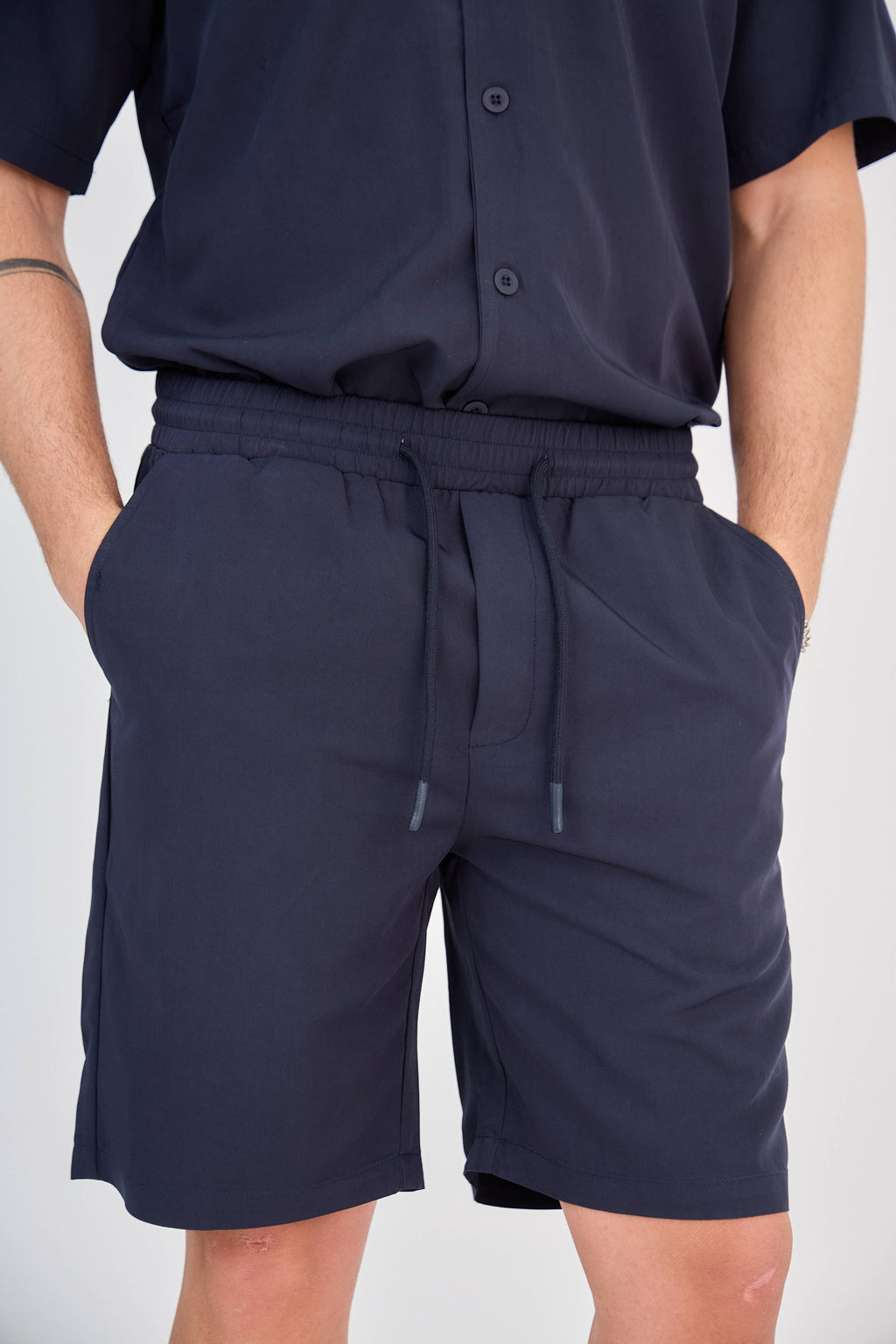 Fluid Shirt &amp; Shorts Set - Navy