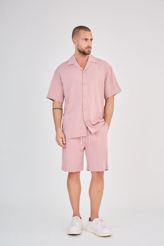 Ensemble Fluide Chemise & Short - Rose