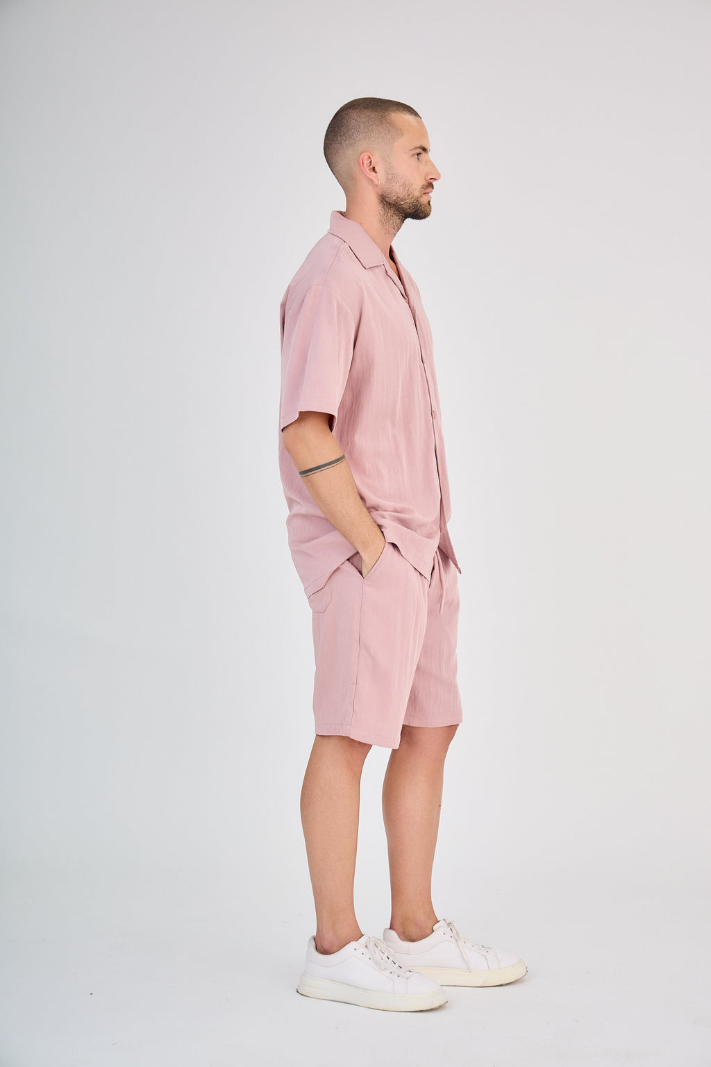 Fluid Shirt &amp; Shorts Set - Pink