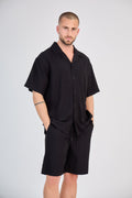 Fluid Shirt &amp; Shorts Set - Black