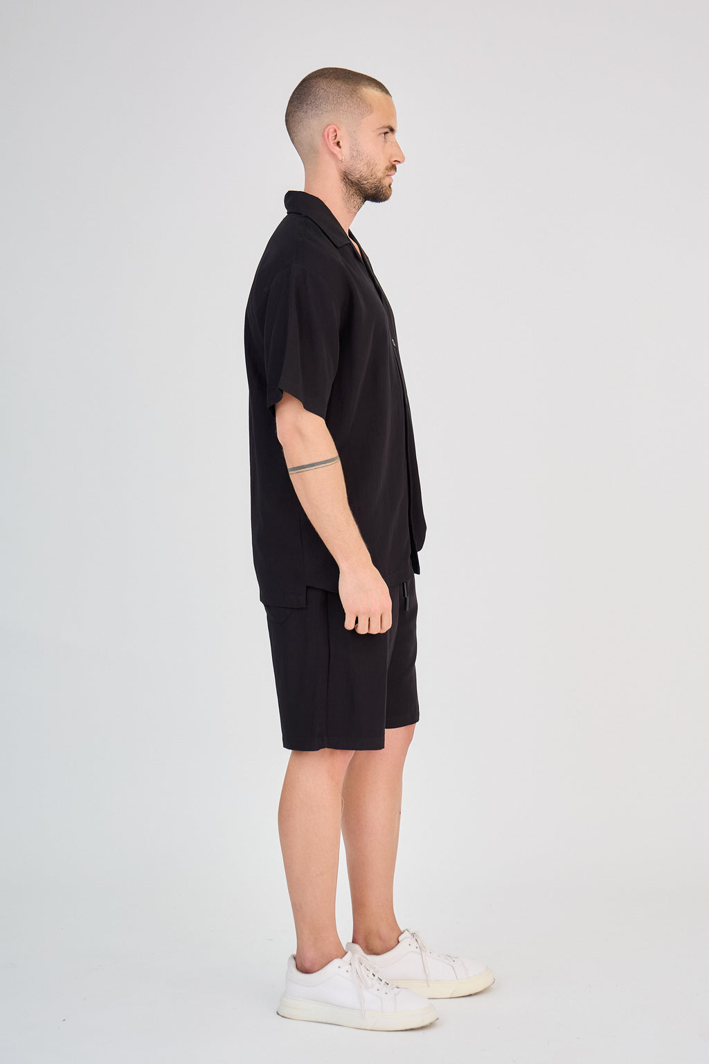 Fluid Shirt &amp; Shorts Set - Black