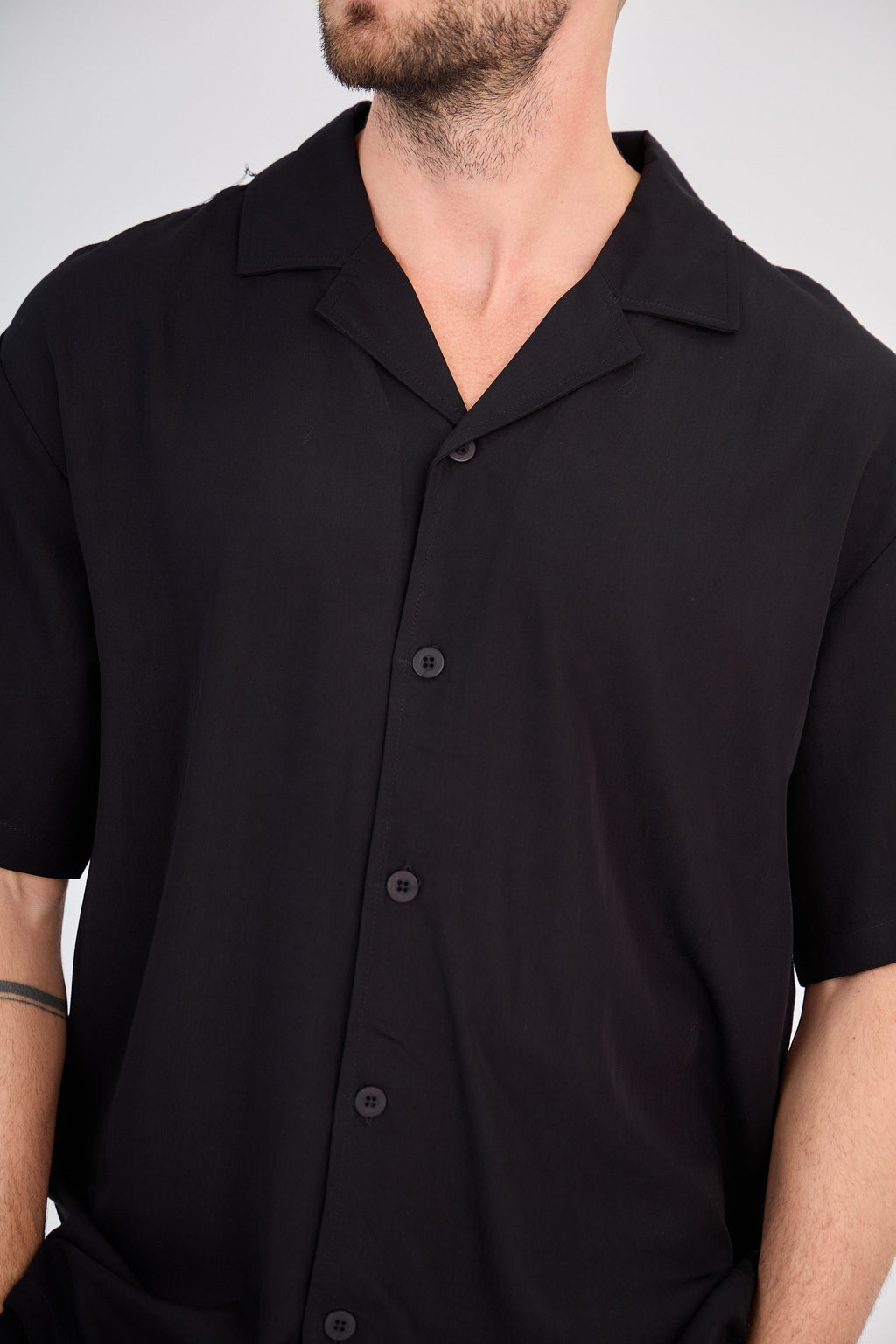 Fluid Shirt &amp; Shorts Set - Black