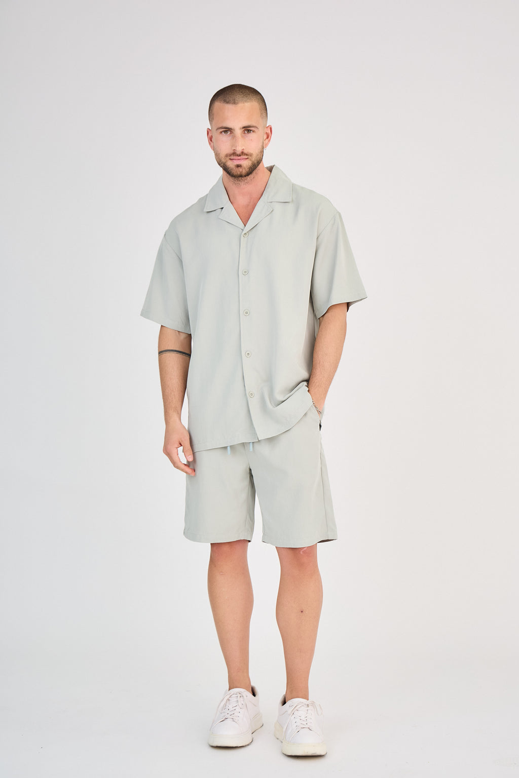 Fluid Shirt &amp; Shorts Set - Light Blue