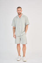 Fluid Shirt &amp; Shorts Set - Light Blue