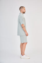 Striped Polo &amp; Shorts Set - Green