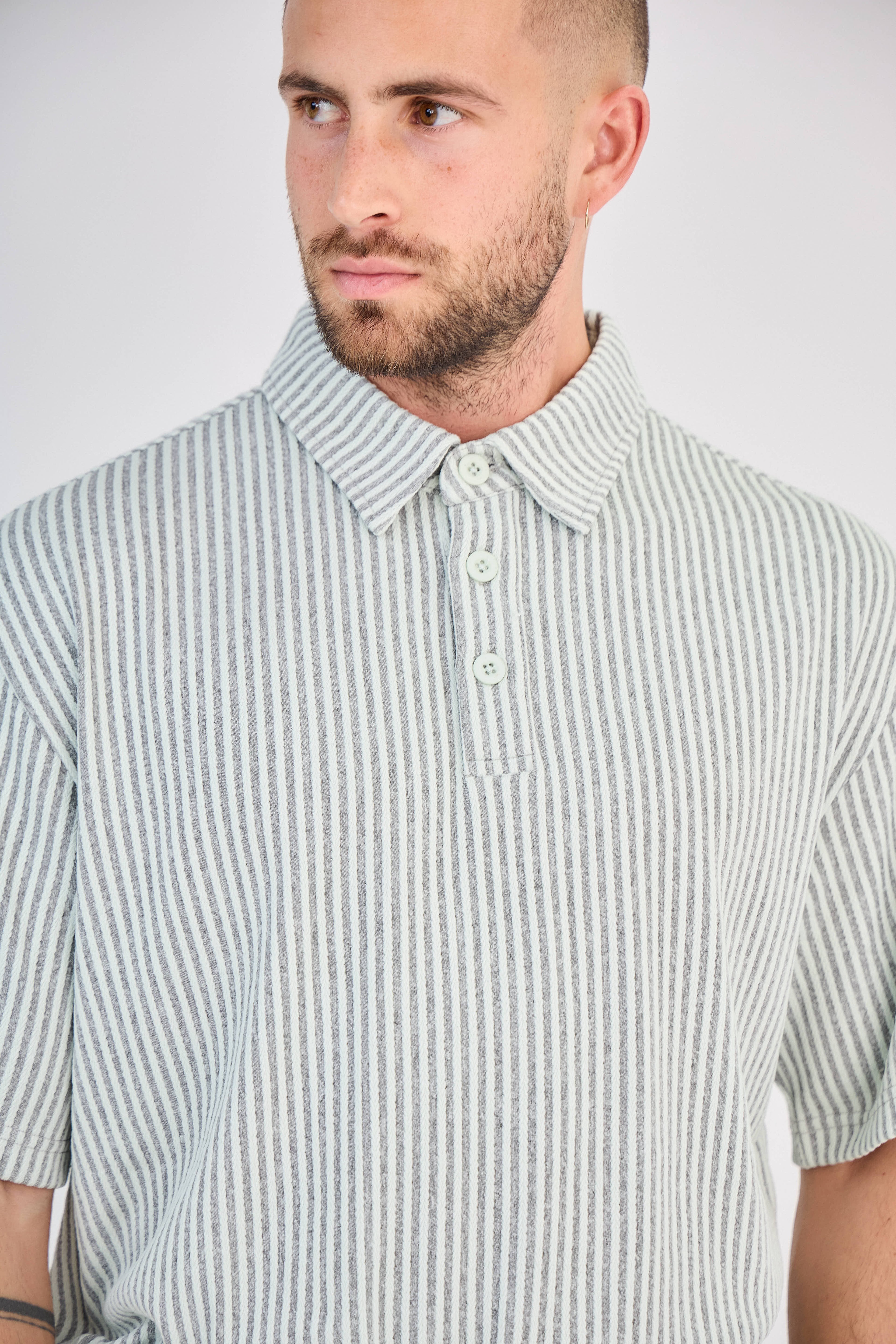 Striped Polo &amp; Shorts Set - Green