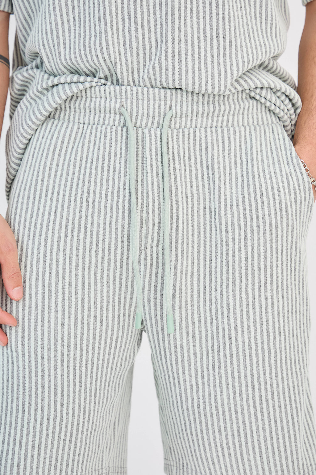 Striped Polo &amp; Shorts Set - Green