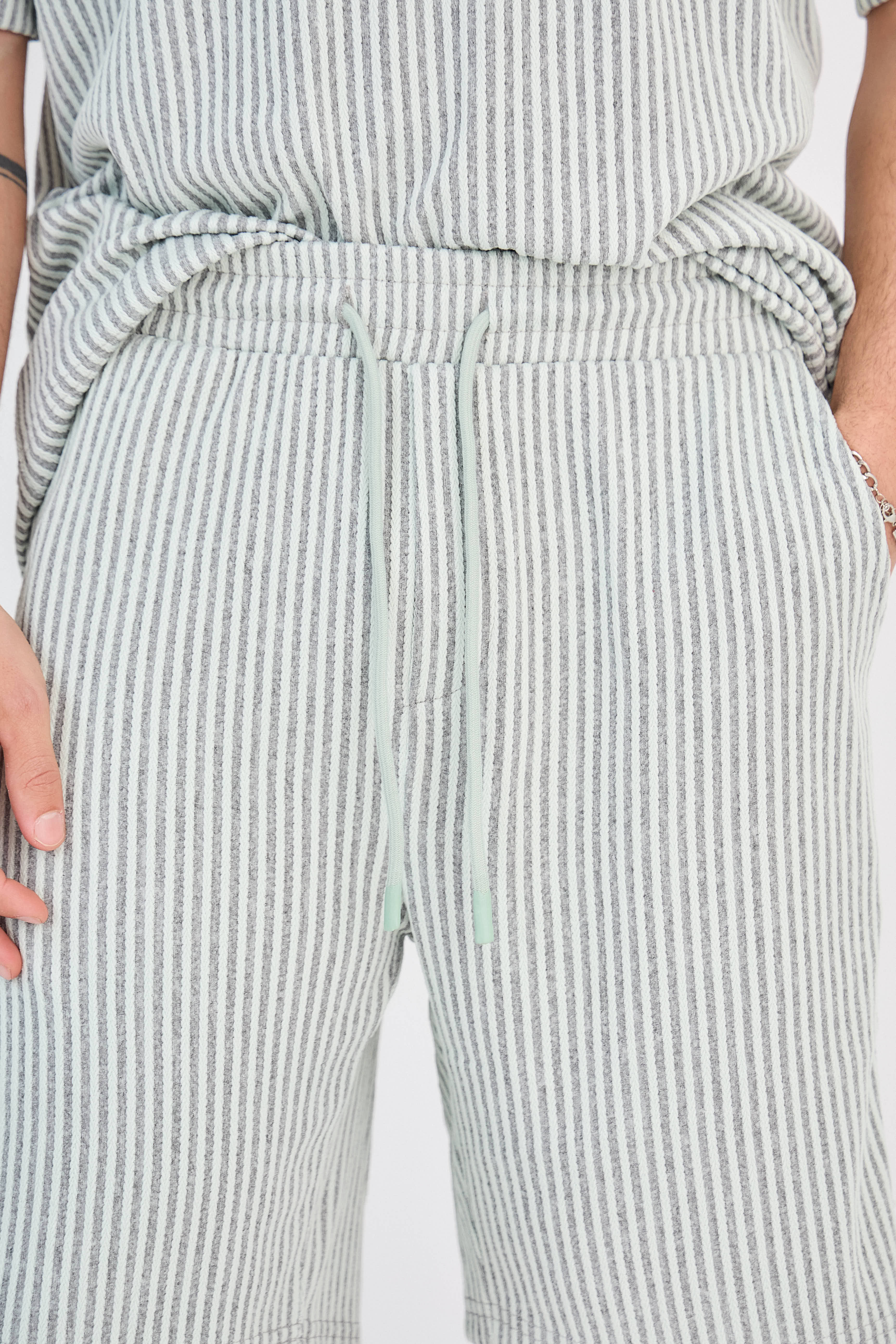Striped Polo &amp; Shorts Set - Green