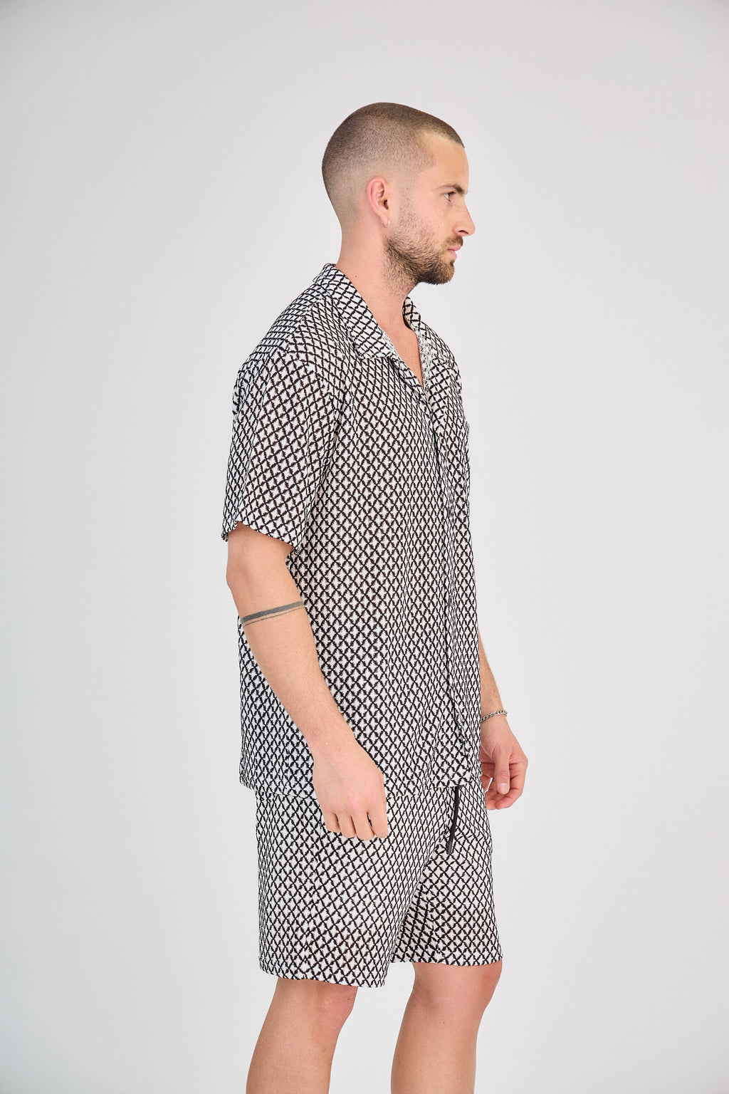 Ensemble Chemise & Short Losange - Noir