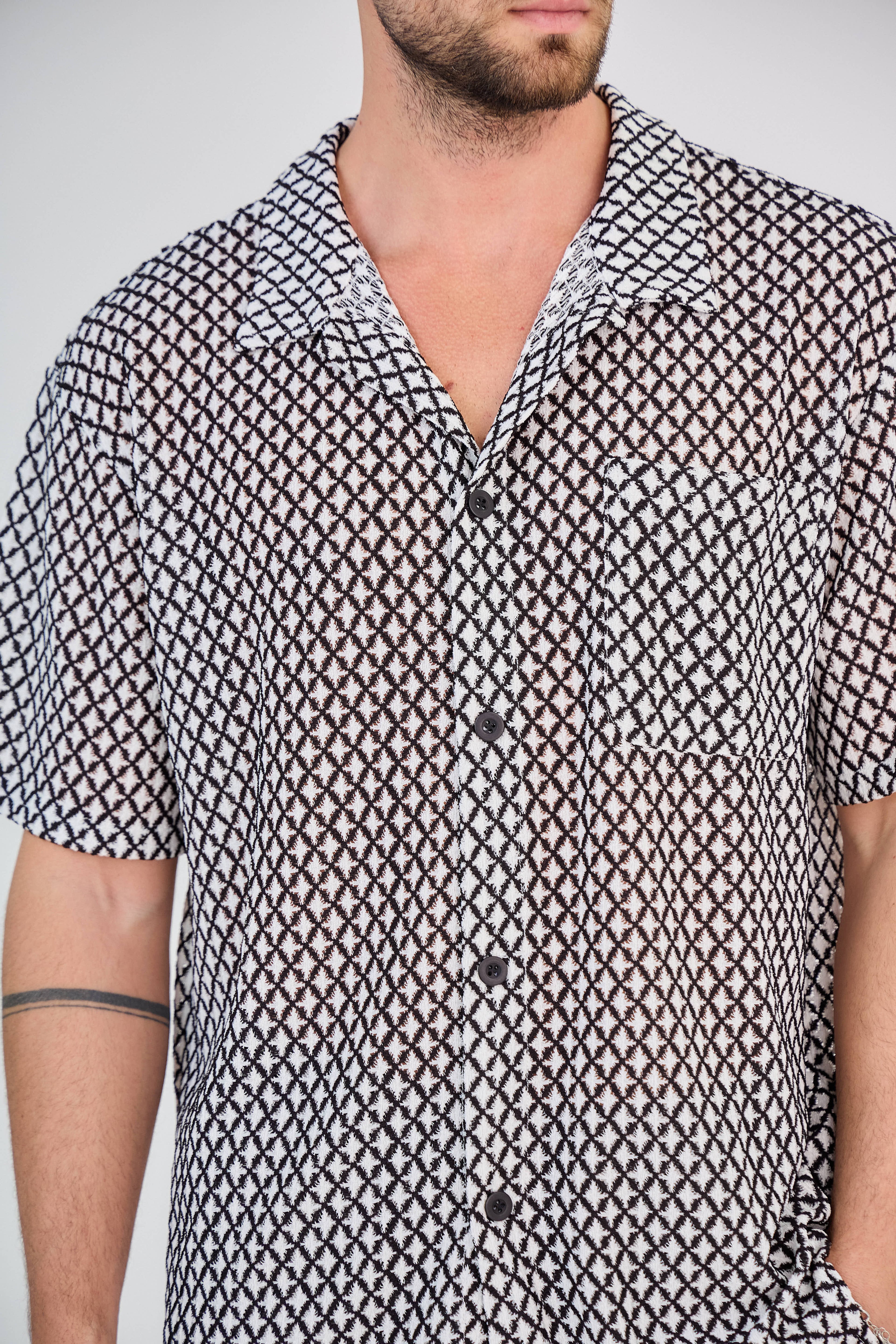 Ensemble Chemise & Short Losange - Noir