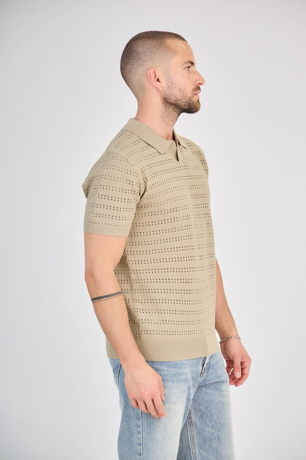 Polo en Maille Taupe