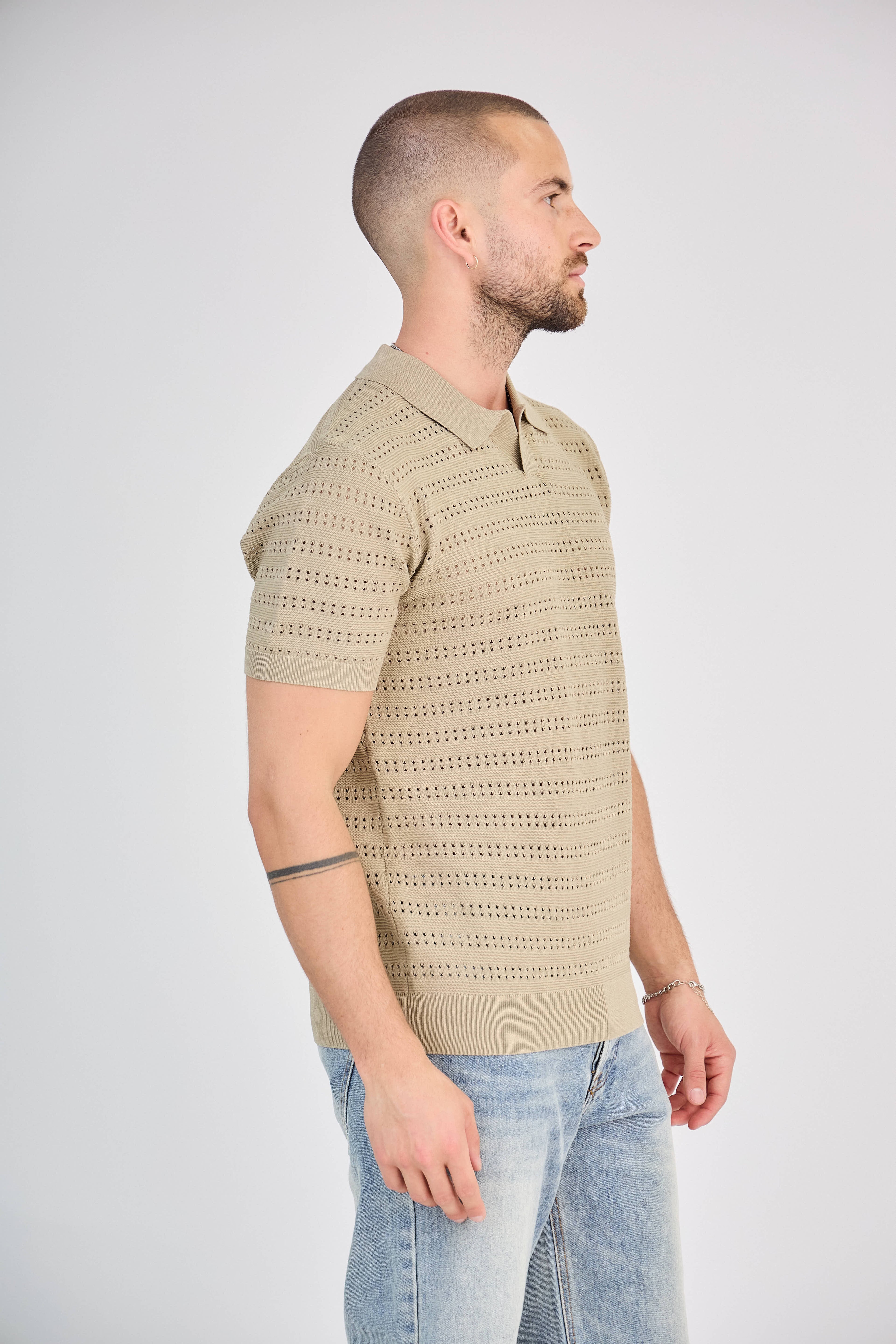 Polo en Maille Taupe