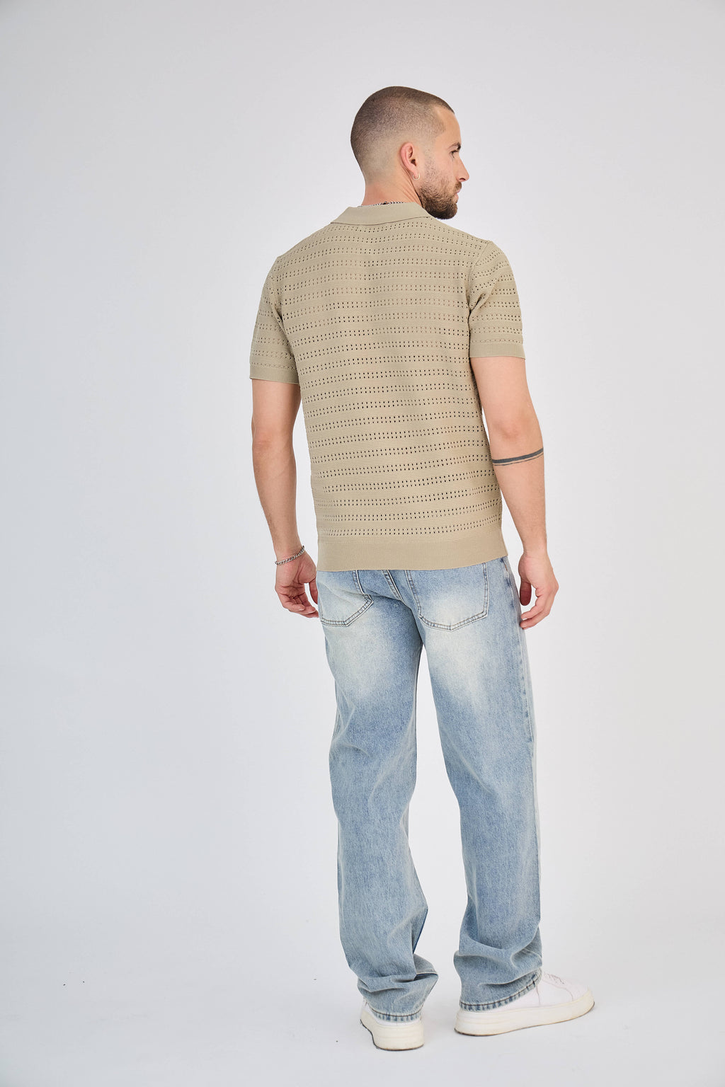 Polo en Maille Taupe