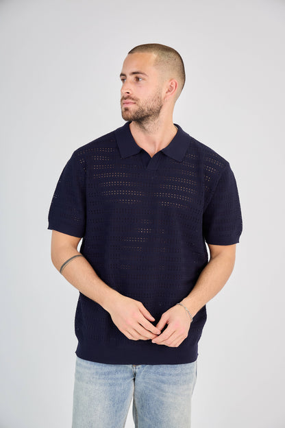 Polo en Maille Bleu Marine