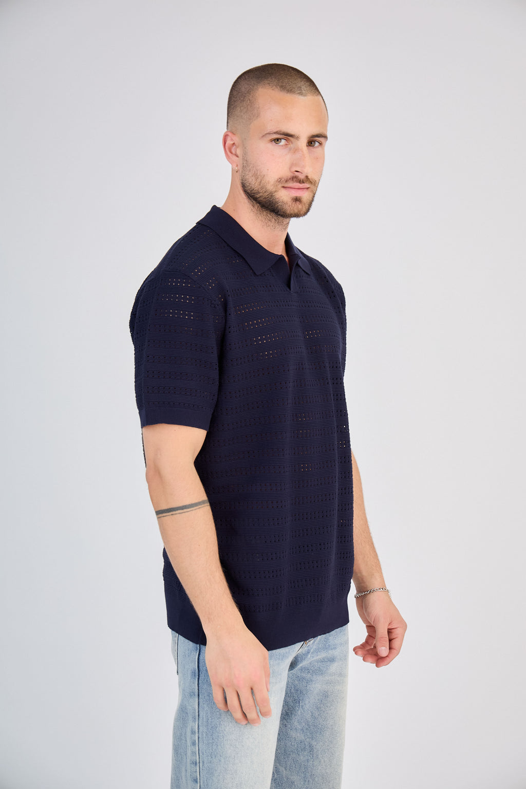 Polo en Maille Bleu Marine