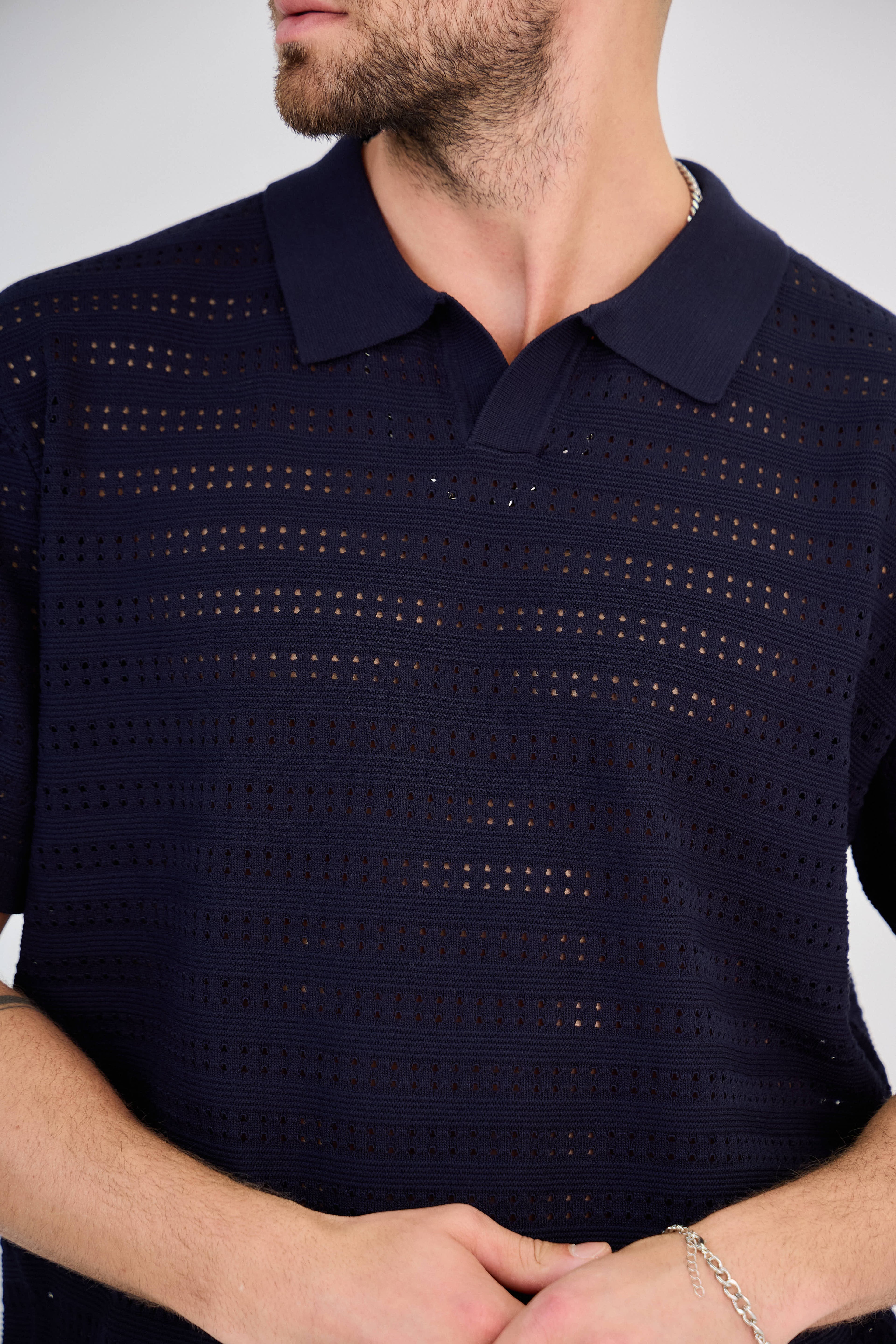 Polo en Maille Bleu Marine