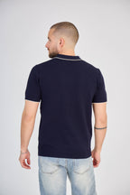 Polo zippé Texturé Marine