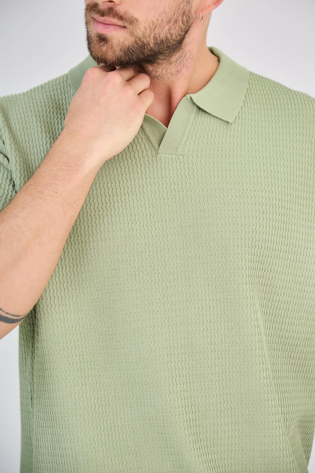 Polo texturé en maille piquée Vert