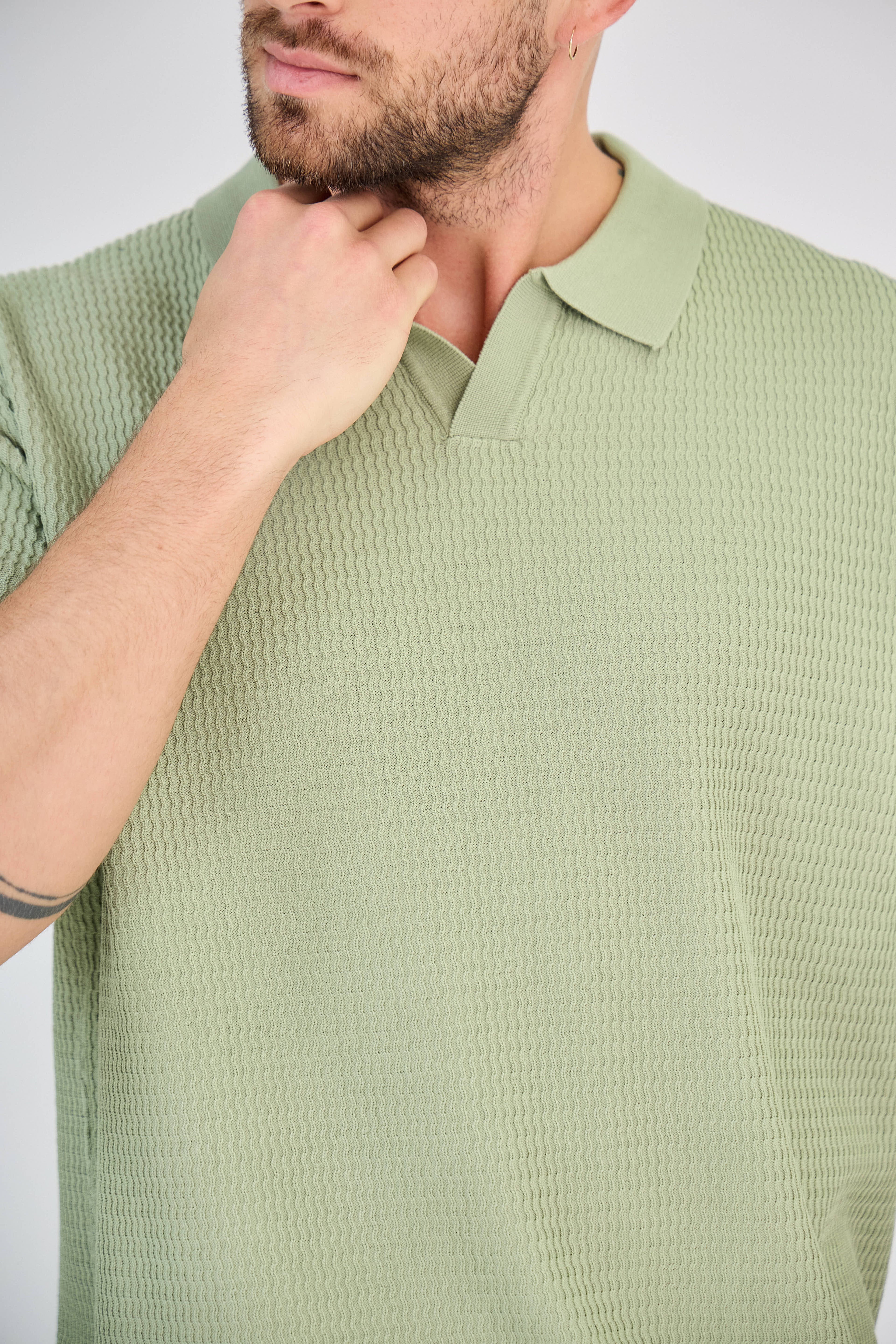 Polo texturé en maille piquée Vert
