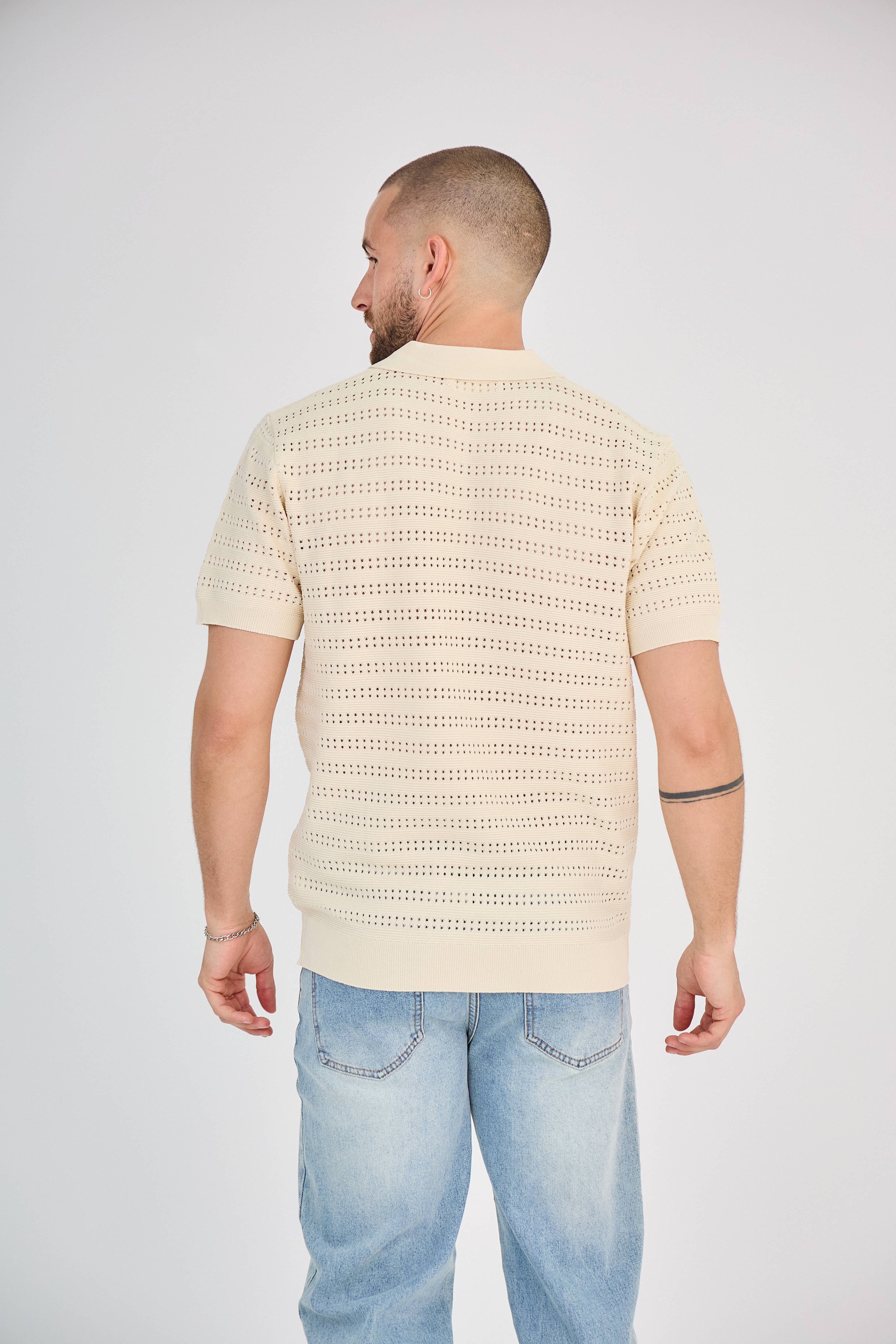 Polo en Maille Beige