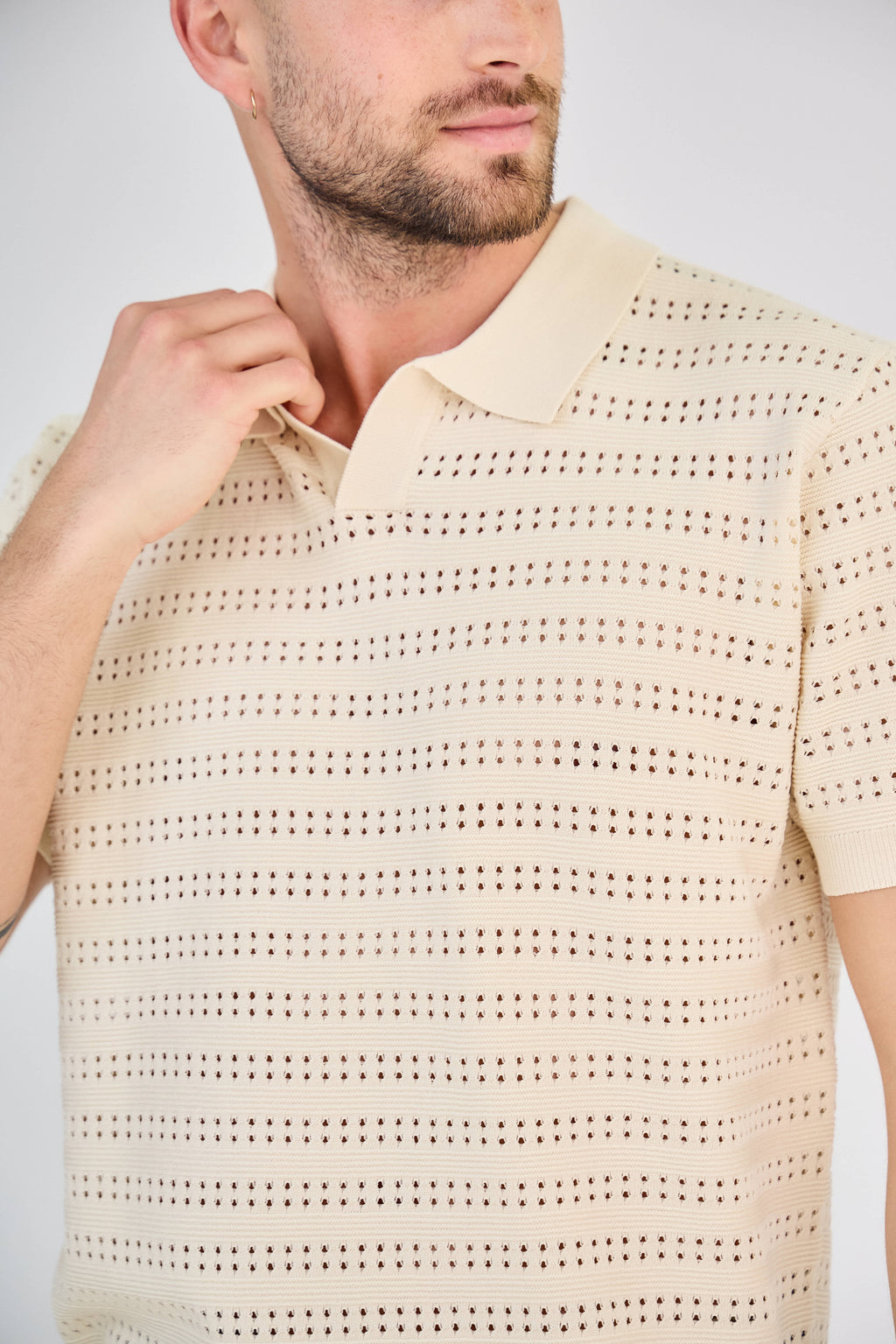 Polo en Maille Beige