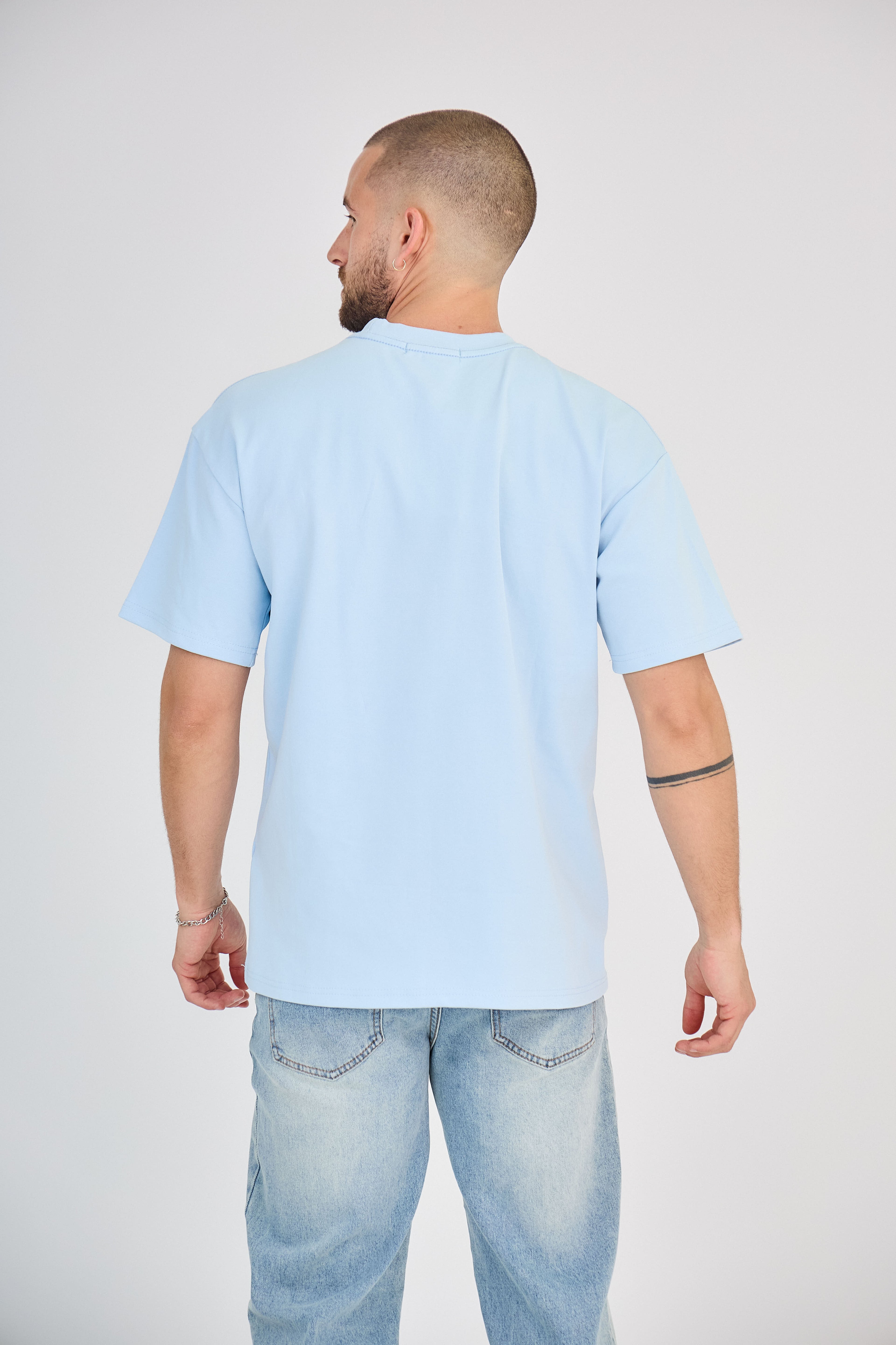 T-Shirt uni à manches courtes - Bleu Clair