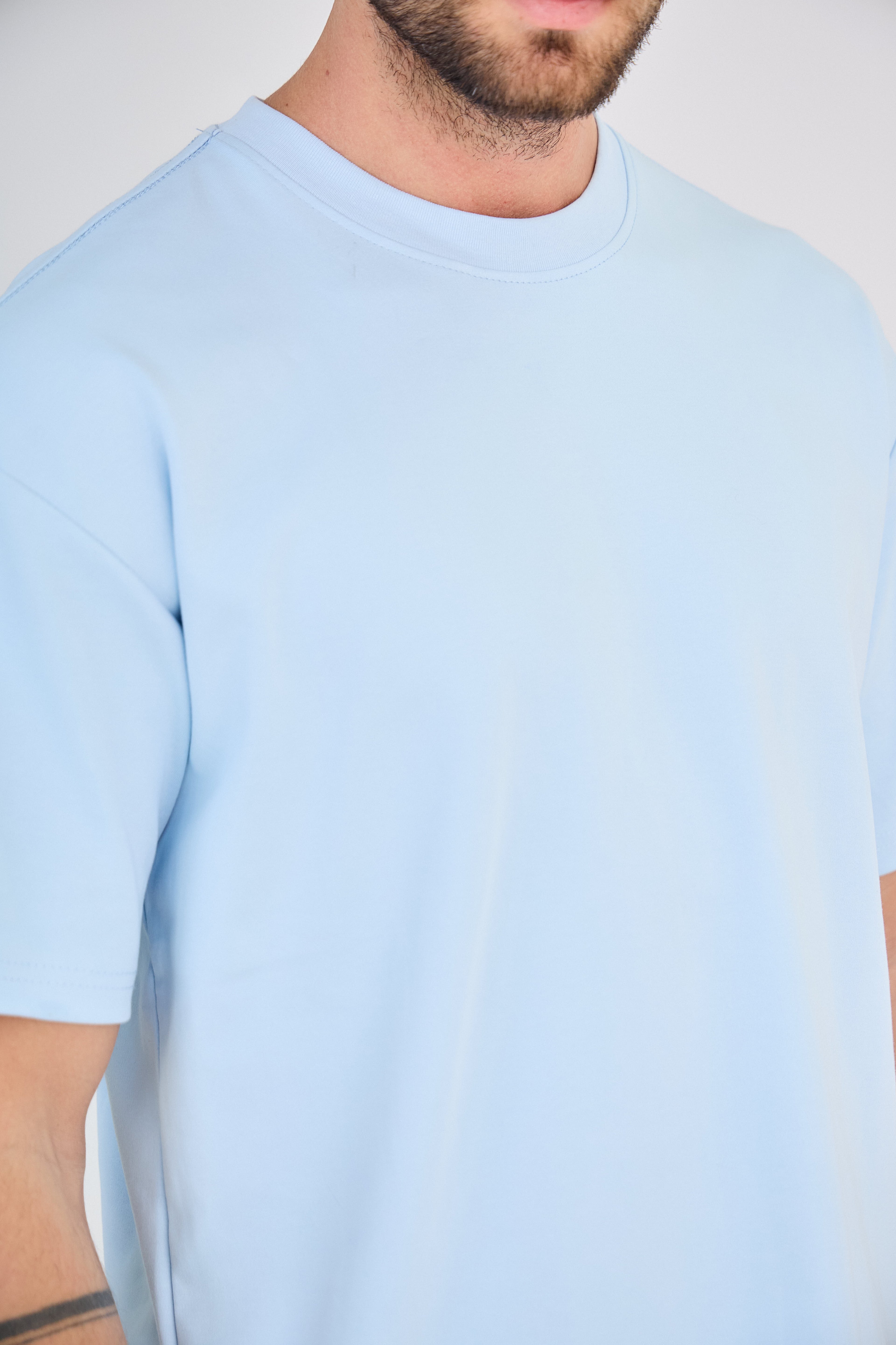 T-Shirt uni à manches courtes - Bleu Clair