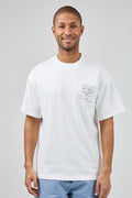 T-shirt homme coupe décontractée avec broderie florale artistique et motif graphique au dos