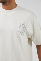 T-shirt homme coupe décontractée avec broderie florale artistique et motif graphique au dos
