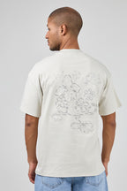 T-shirt homme coupe décontractée avec broderie florale artistique et motif graphique au dos