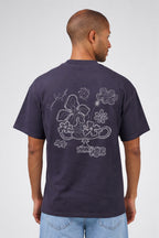 T-shirt homme coupe décontractée avec broderie florale artistique et motif graphique au dos