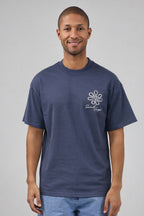 T-shirt homme coupe décontractée avec broderie florale artistique et motif graphique au dos