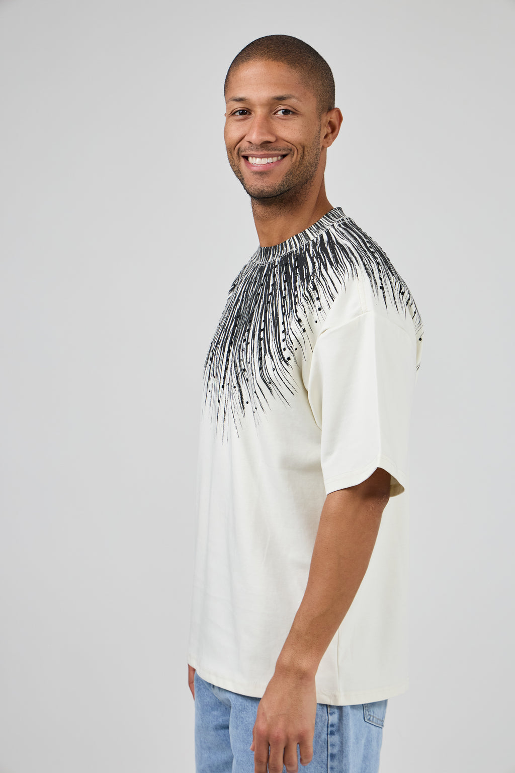T-shirt homme à manches courtes avec motif graphique rayonnant et strass