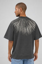 T-shirt homme à manches courtes avec motif graphique rayonnant et strass