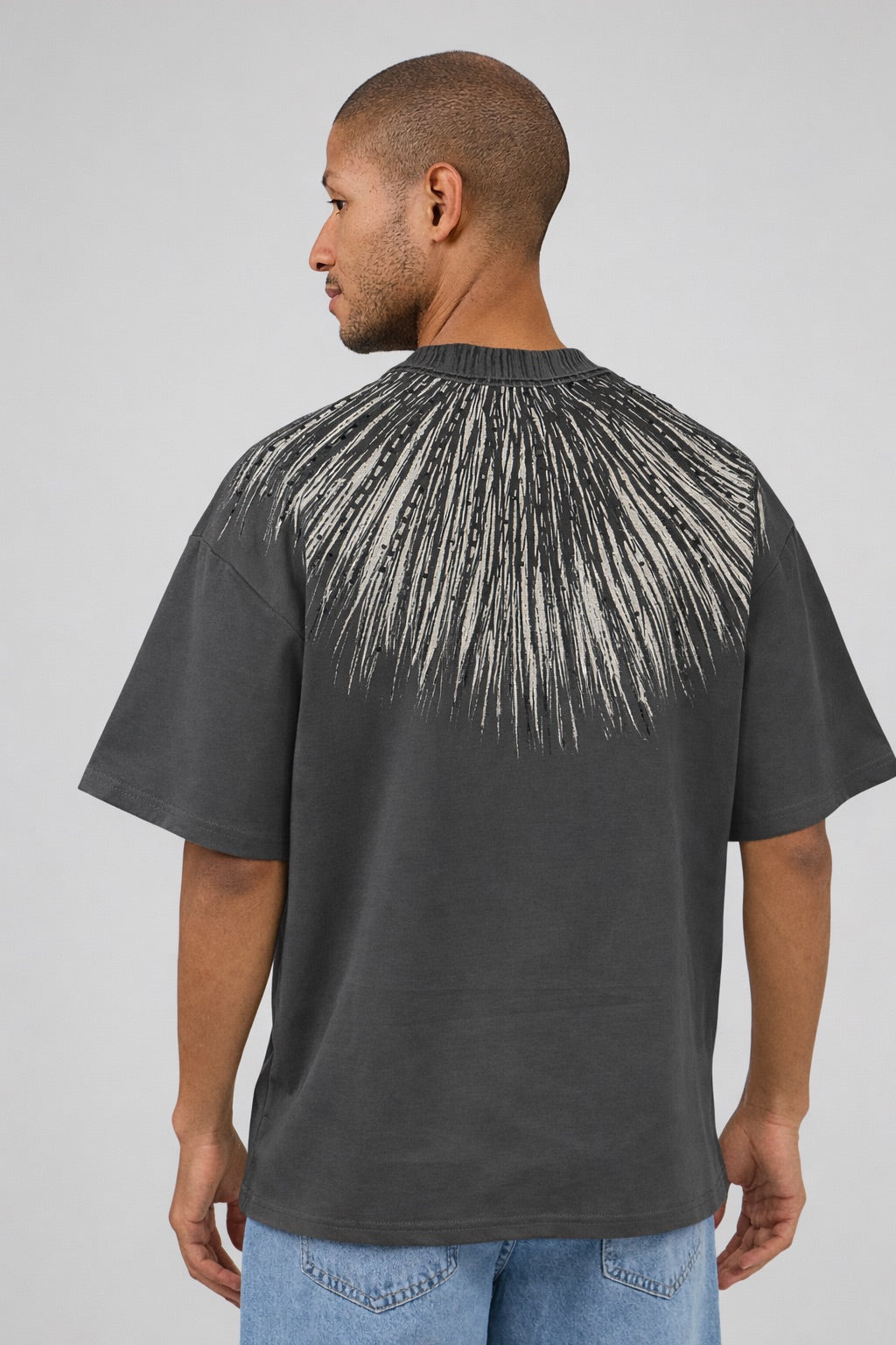 T-shirt homme à manches courtes avec motif graphique rayonnant et strass