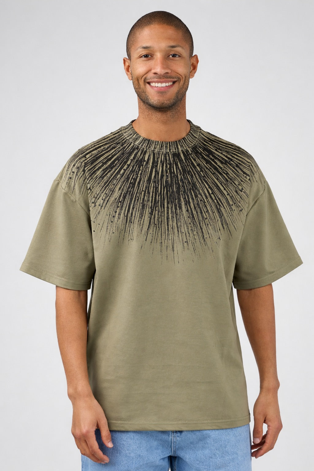 T-shirt homme à manches courtes avec motif graphique rayonnant et strass